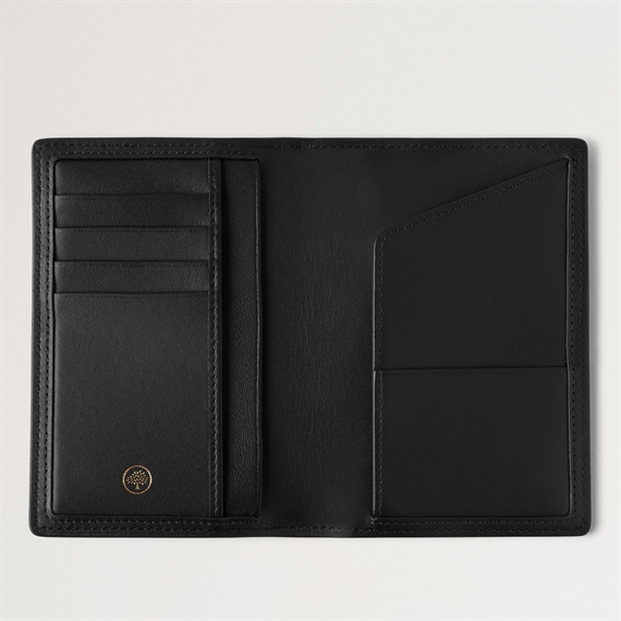 Mulberry Passport Cover Black Shiny Small Croc